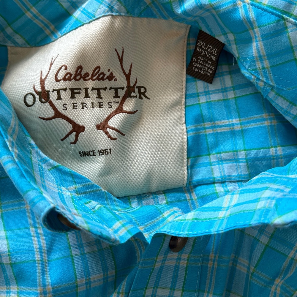 Cabela's Turquoise Plaid Casual Shirt - Picture 2 of 3